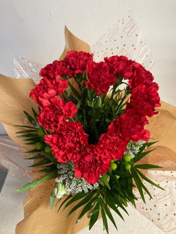 Red Carnation Heart Hand-tied